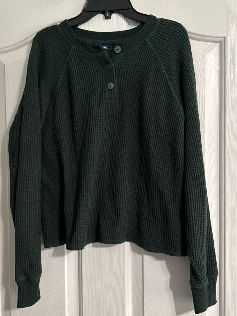 Old Navy Dark Green Waffle Henley Sweatshirt